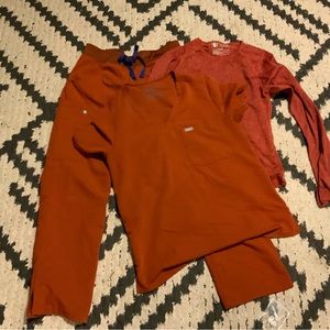 Fig Burnt Orange Scrub Set - Medium